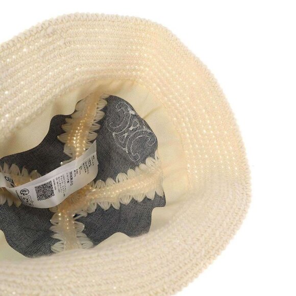 Celine 24 SS Triomphe Bucket Hat Crocheted Wool and Denim Triomphe Bucket Hat